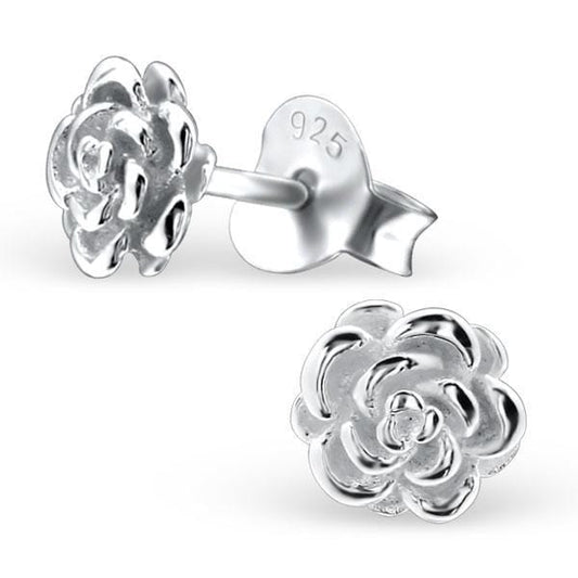 Sterling Silver Rose Stud Earrings