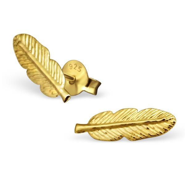 Silver Feather Earrings Gold