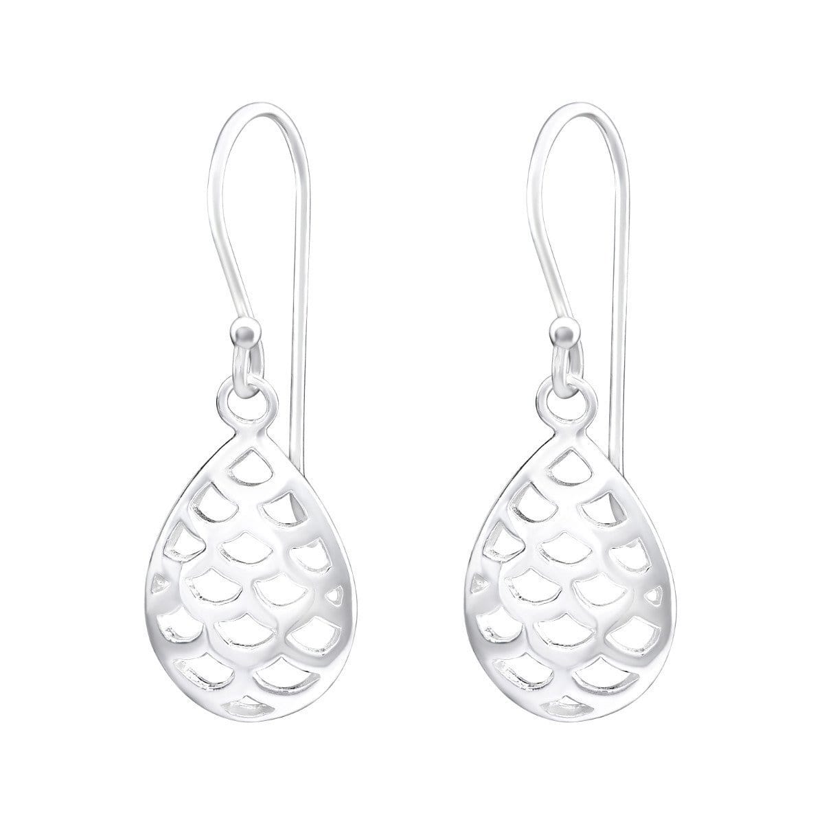 Long Silver Teardrop Earrings