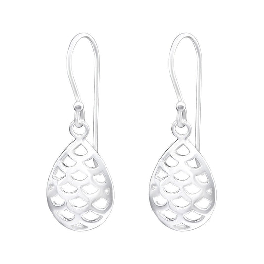 Long Silver Teardrop Earrings