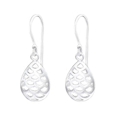 Long Silver Teardrop Earrings