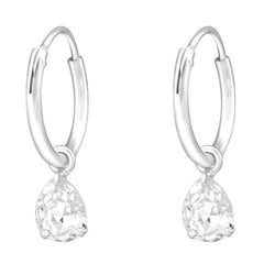 Sterling Silver Teardrop Hoop Earrings