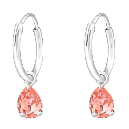 Sterling Silver Teardrop Hoop Earrings