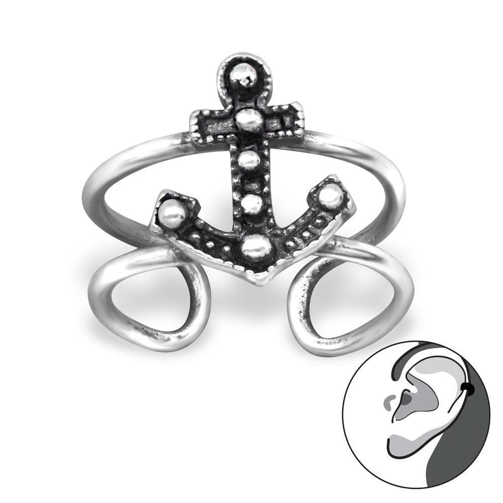 Sterling Silver Anchor Ear Cuff