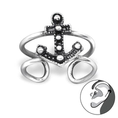 Sterling Silver Anchor Ear Cuff