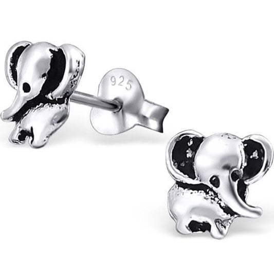 Silver Elephant Stud Earrings