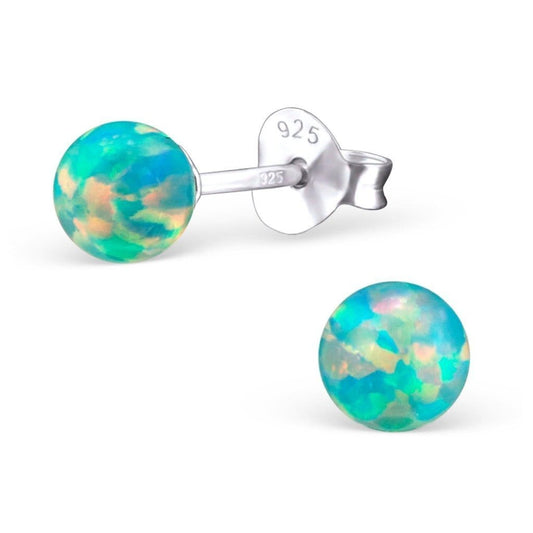 Sterling Silver Opal Stud Earrings