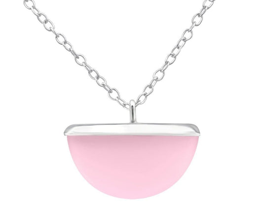 Silver Semi Circle Opal Necklace