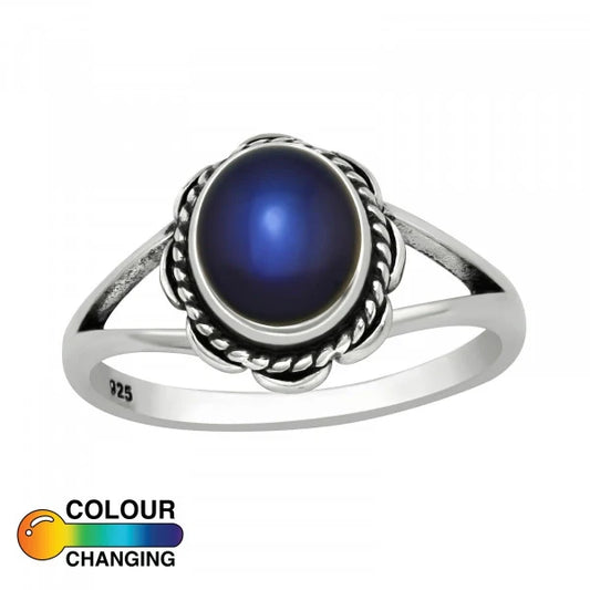 Silver Flower Mood Ring