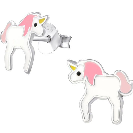 Sterling Silver Childrens Unicorn Earrings