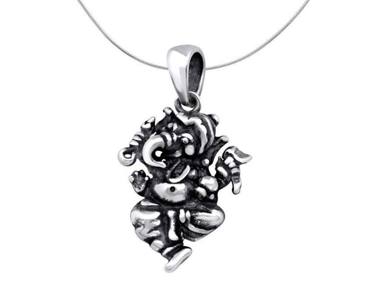 Sterling Silver Ganesha Pendant with Oxidised Finish