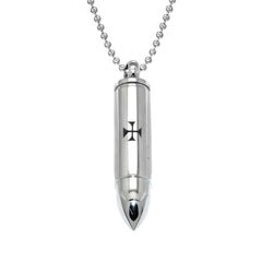 Steel Bullet Cross Pendant Necklace For Men