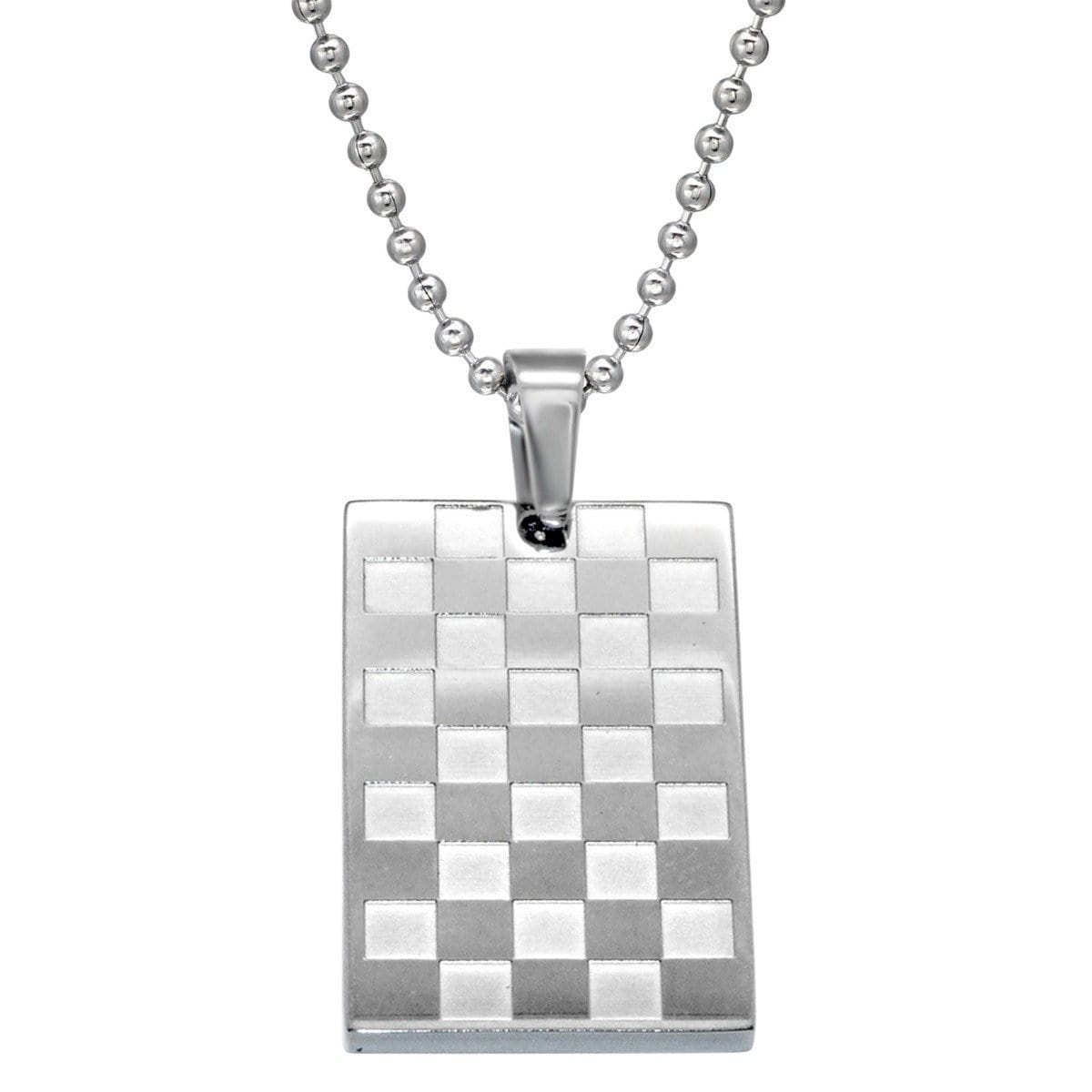 Stainless Steel Pendant Chequered Necklace