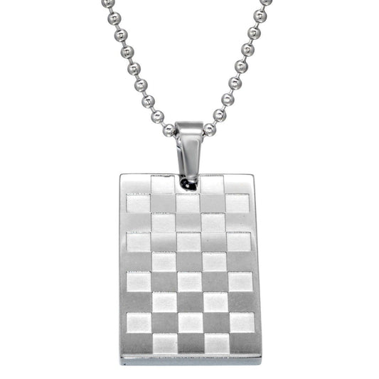 Stainless Steel Pendant Chequered Necklace