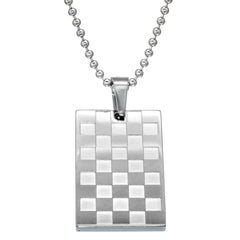 Stainless Steel Pendant Chequered Necklace