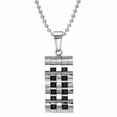 Steel Waved Tag Pendant Necklace