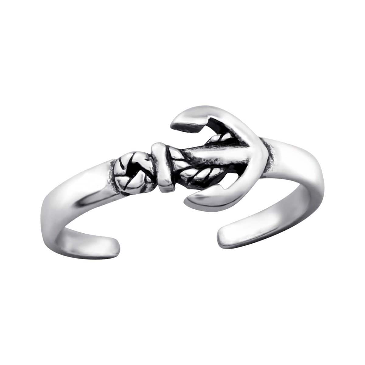 Sterling Silver Oxidised Anchor Toe Ring