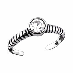 Sterling Silver Round Crystal Toe Ring