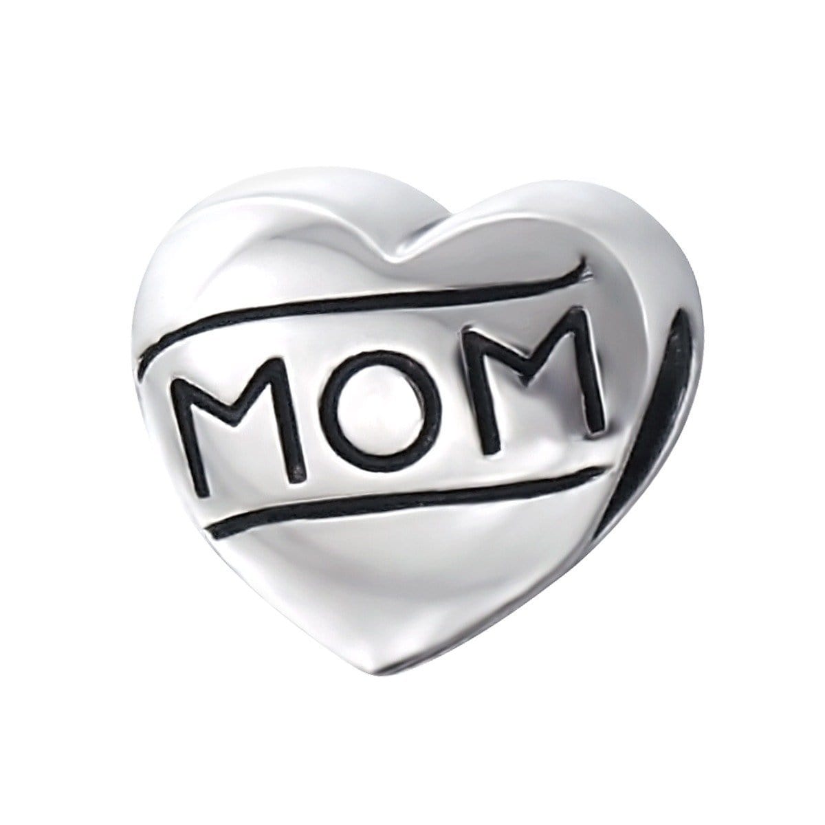 Sterling Silver Heart Mom Bead