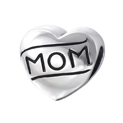 Sterling Silver Heart Mom Bead