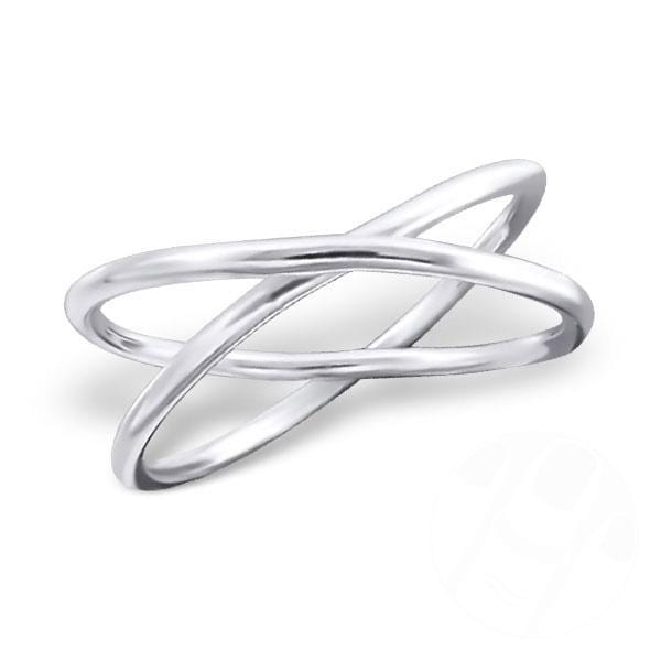 Sterling Silver Crossed Midi Ring