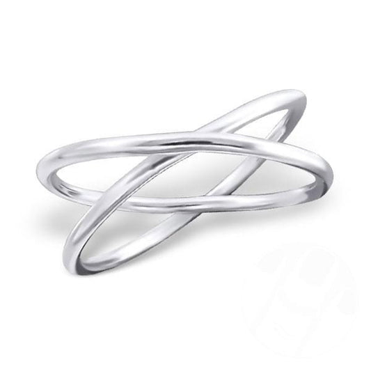 Sterling Silver Crossed Midi Ring