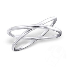 Sterling Silver Crossed Midi Ring