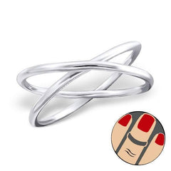 Sterling Silver Crossed Midi Ring