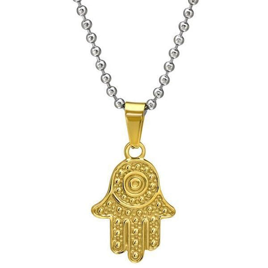 Gold Surgical Hamsa Steel Necklace