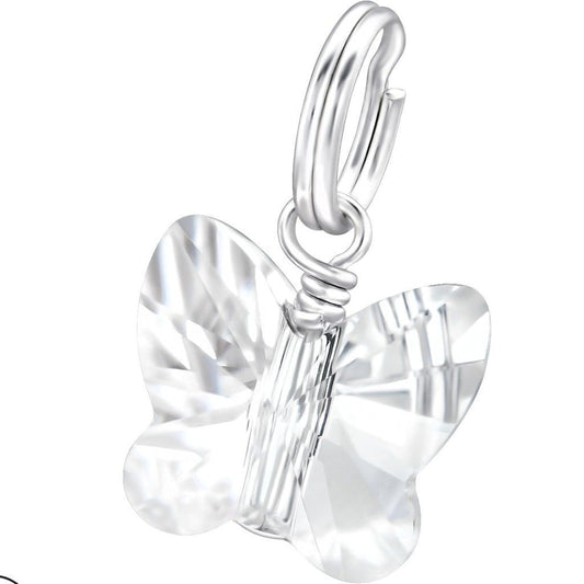 Silver Butterfly Split Ring Charm