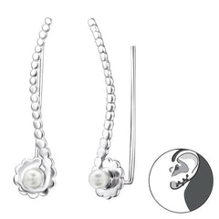 Silver Long Pearl Ear cuff