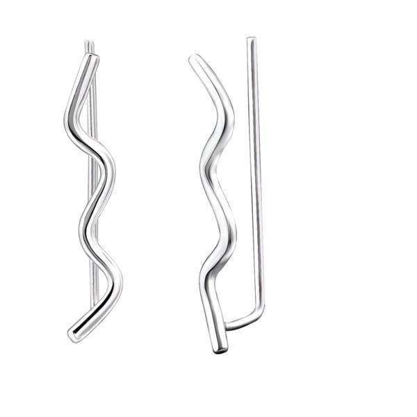 Silver Waves Long Ear Cuff