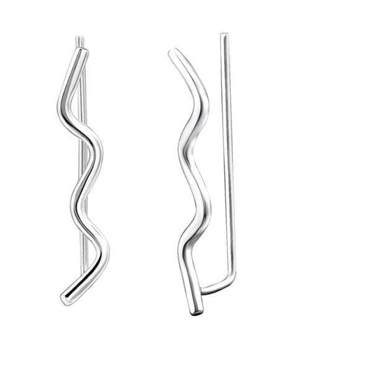 Silver Waves Long Ear Cuff