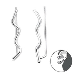 Waves Silver Long Ear Cuff
