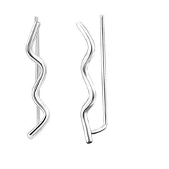 Silver Waves Long Ear Cuff