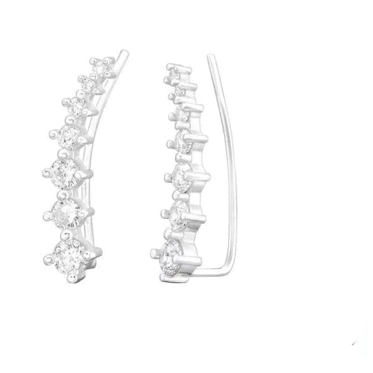 Silver Geometric Ear Pin with Cubic Zirconia