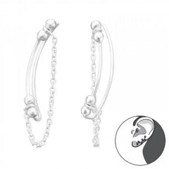 Silver Hanging Chain Ear Cuff Wrap
