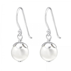 White Pearl Round Earrings