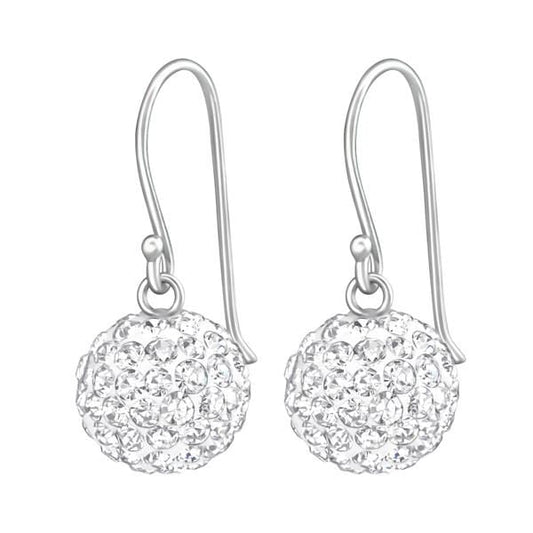 Silver Crystal Ball Earrings