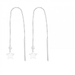Silver Star Thread long Earrings