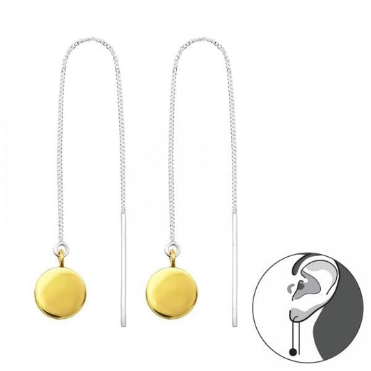 Gold Silver Thread Round Earrings