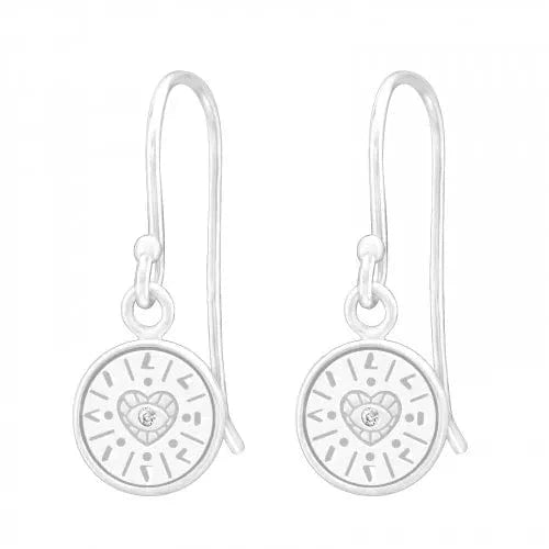 Silver Long Heart Cubic Zirconia Earrings