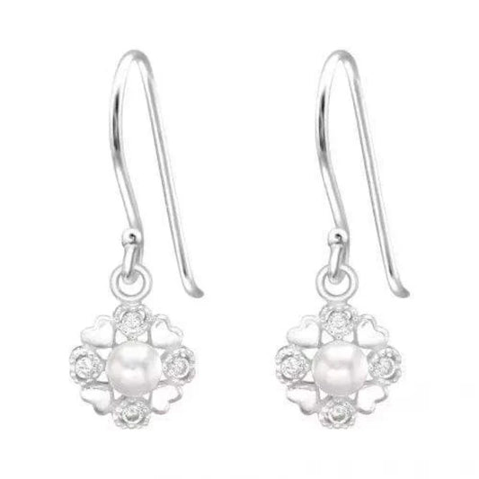 Silver Heart Long Earrings