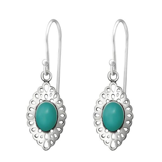 Silver Marquise Green Earrings