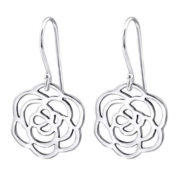 Silver Rose Earrings