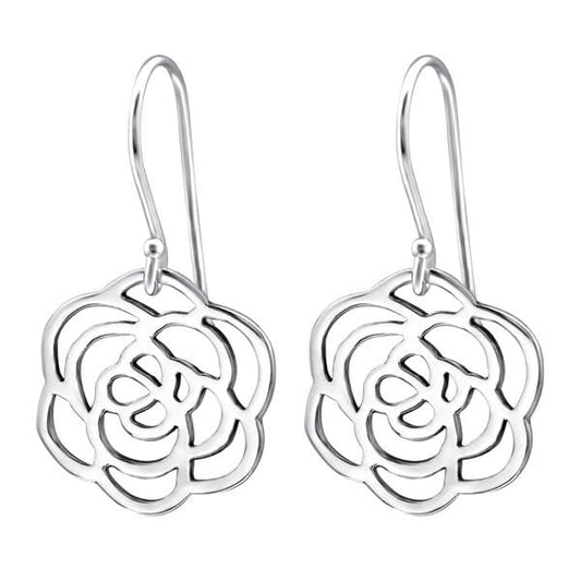 Silver Rose Earrings