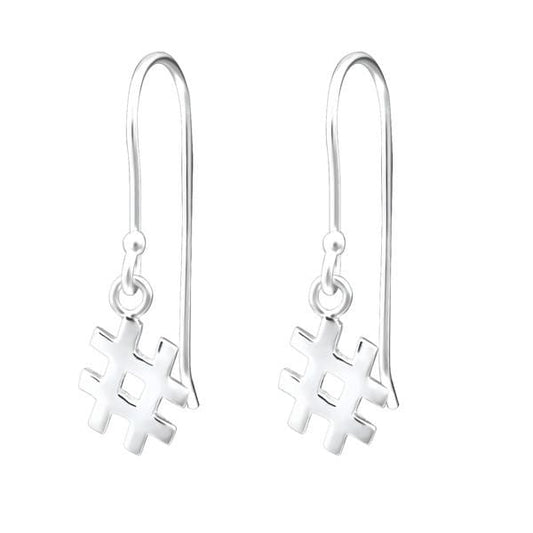 Silver Hashtag hanging Earrings