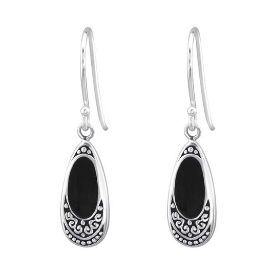 Sterling Silver Black Bali earrings