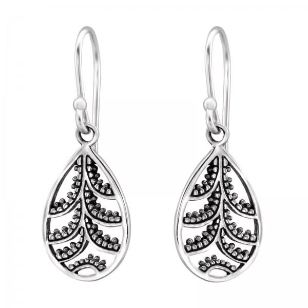 Silver Drop Bali Earrings