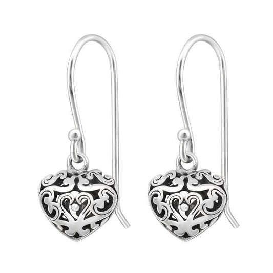 Silver Heart Earrings Dangle
